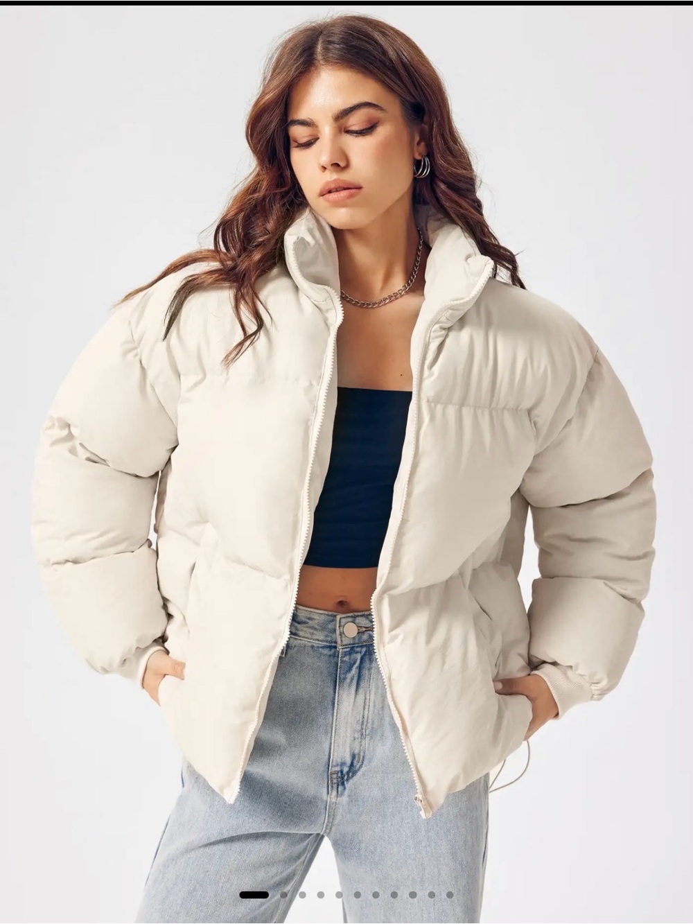 Hollister Classic Women's Puffer Jacket in Cream